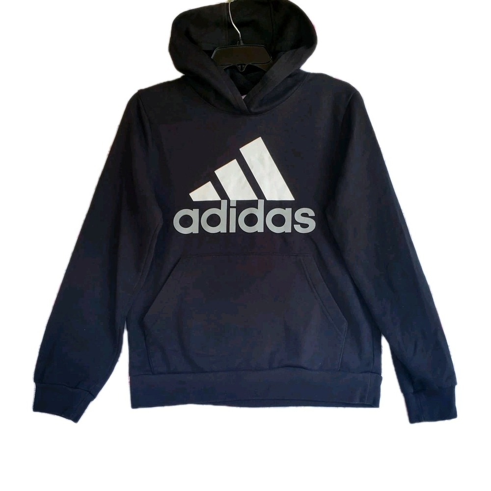 Adidas Essentials Big Logo Pullover Hoodie Black Youth US 14/16 Slim Fit Fleece